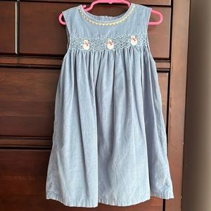 Baby Boden Festive Smocked Corduroy Dress